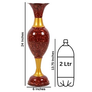 Cherry <b>Red</b> Metal Flower <b>Vase</b> for Home Decor Long Size Marble Texture Design Floor <b>Vases</b> Table Decor Available At Lowest for Sell - Product Image 3