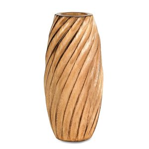 Jarrón Espiral Hecho a Mano de Madera de Mango Marrón Claro, Madera Natural de Mango Decorativa para el Hogar, Sala de Estar u Oficina - Product Image 5