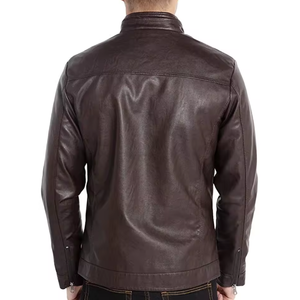 แจ็คเก็ตหนังทรงสลิมสำหรับผู้ชาย สไตล์ไฮสตรีท คอตั้ง น้ำหนักเบา ปิดด้วยซิป เหมาะสำหรับฤดูหนาว รับผลิตแบบ OEM - Product Image 3