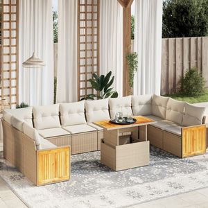 Conjunto de Sofás Modulares Grandes de Ratán Sintético PE Beige para Jardín, Muebles Modulares Cómodos para Exteriores - Product Image 1