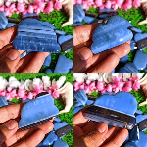 Ópalo Azul Natural con Patrón de Rayas, Cristal Tallado en Forma de Nube, Piedra Curativa Pulida, Decorativa, Reiki, Meditación, Decoración del Hogar - Product Image 3