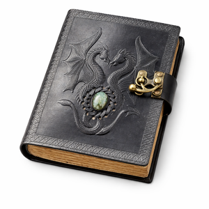 Double Dragon Leather Journal with Lapis Stone Handmade <b>DND</b> Spellbook & Artist Sketchbook Vintage Unlined Diary for Men & Women - Product Image 1