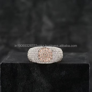 925 Sterling Silver Men's <b>Simulated</b> <b>Diamond</b> Engagement Ring Hip hop Floral Style Cluster Rhodium Plated for Womens Wedding Gift - Product Image 2