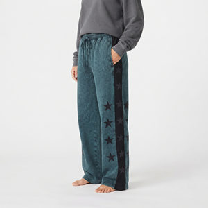 Custom <b>Women</b>’s Acid Wash Star Print Side Stripe Oversized <b>Baggy</b> <b>Jogger</b> Pants Wide Leg Cotton Sweatpants Casual Streetwear - Product Image 3