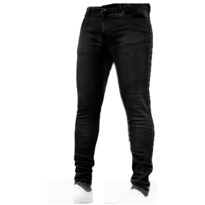 Men's Slim Fit Straight Leg Denim <b>Jeans</b> Mid Waist Men's <b>Jeans</b> Cotton Casual Style Autumn Wear Solid Color Pants - Product Image 1
