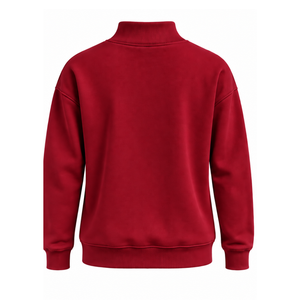 <b>Red</b> <b>Women</b> Mock Neck Sweatshirt Long Sleeve Pullover Casual Oversized Fleece High Collar Winter Streetwear Fashion <b>Jumper</b> Top - Product Image 2