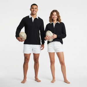 Polo de rugby brodé surdimensionné de haute qualité avec logo personnalisé pour homme, pull à manches longues, rayé, style streetwear, en coton - Product Image 2