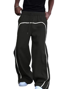 Pantalon de jogging oversize pour homme à entrejambe bas, en mélange de coton respirant, avec cordon de serrage, coupe décontractée, style streetwear, personnalisable avec logo - Product Image 1