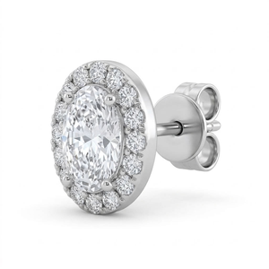 925 Sterling Silver Oval Halo Stud <b>Earrings</b> <b>moissanited</b> diamond Ear Studs for Wedding Engagement Party - Product Image 1