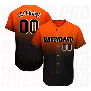 Custom Orange Black–White Authentic Fade Fashion <b>Baseball</b> Jersey Personalized Sublimation Printing Custom Logo Design Color - Product Image 1