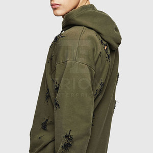 Sweats à capuche déchirés pour hommes tendance, coupe moderne, prix de gros, en vente - Product Image 2