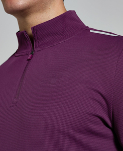 ABINZ ENTERPRISES Purple Quarter-<b>Zip</b> Long Sleeve Yoga <b>Top</b> Solid Color Sweat-Wicking Regular Fit 160g Polyester Women's Shirts - Product Image 4