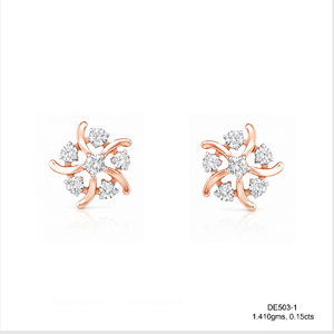 Boucles d'oreilles en diamant cultivé en laboratoire, or rose 14 carats, certifiées IGI, écologiques, luxueuses, élégantes, pour tous les jours - Product Image 1