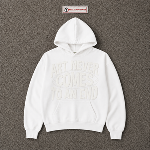 Sudadera con Capucha Oversize Blanca Premium con Gráficos Estilo Urbano, Unisex, de Forro Polar Grueso, con Tipografía Tonal - Product Image 5