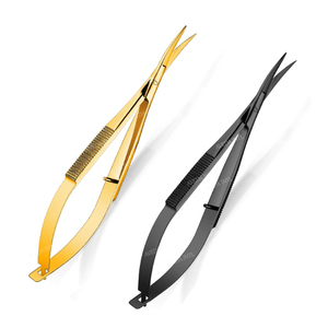 Tijeras para Extensión de Pestañas con Recubrimiento Rojo y Logotipo Personalizado, Herramienta de Belleza de Acero Inoxidable con Resorte, Diseño Sostenible - Product Image 2