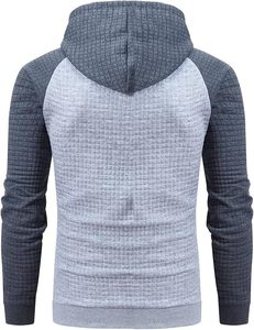 Sweat-shirts à capuche pour hommes, à manches longues, en jacquard à carreaux, avec cordon de serrage, style hipster décontracté, avec poches kangourou - Product Image 2
