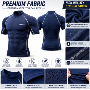 Fabricante de Camisetas de Compresión Personalizadas, Camiseta Deportiva de Manga Corta, Ropa Deportiva de Alto Rendimiento para Gimnasio y Fitness - Product Image 3