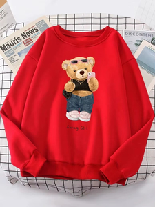 Nouveau Sweat à Capuche Femme de Qualité, Motif Ours Teddy Selfie Amusant, Col Rond, Tendance Mode - Product Image 5