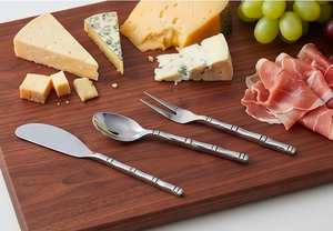 Juego de cubiertos moderno de acero inoxidable con acabado espejo, tenedor, cuchara y espátula de mango largo, cubiertos duraderos para bodas y ocasiones especiales. - Product Image 4