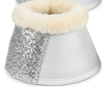 Botas de cuero con purpurina para caballo, con forro de piel sintética y herraduras en plateado y blanco - Product Image 3