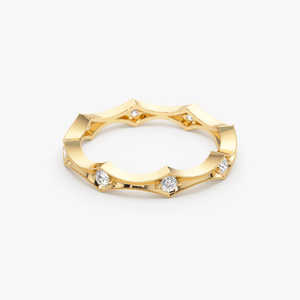 Anillo de Boda Apilable de Moissanita Estilo Art Déco, Chapado en Oro Sólido de 14k, Plata de Ley 925, Oro Amarillo, Anillo de Moissanita para Mujer - Product Image 4