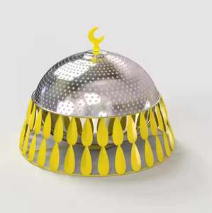 Plat à chafing moderne en métal noir, chauffe-plats rond pour buffet avec support en maille décoratif pour la restauration hôtelière - Product Image 4