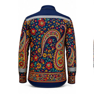 เสื้อเชิ้ตทำงานผู้ชายลายดอกไม้เพสลีย์ สะท้อนแสง ป้องกันไฟฟ้าสถิตย์ ผ้าฝ้าย พิมพ์ลายดิจิตอล แฟชั่น ปลอดภัย สำหรับชุดยูนิฟอร์ม - Product Image 3