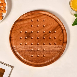 Handcrafted Wooden Peg Solitaire Board Game With Black Marbles. Traditional European Brain Teaser <b>Puzzle</b> For Strategy Lovers - Product Image 3
