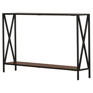 Contemporary Iron and Stone Edge <b>Foldable</b> Narrow Console <b>Table</b> Multipurpose Balcony Utility <b>Table</b> for <b>Small</b> Spaces - Product Image 3