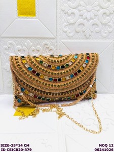 Luxury Handmade Beaded Evening <b>Clutch</b> Bag for Women | Crystal Stone Embroidered Party Purse | <b>Wedding</b> Bridal Designer - Product Image 4