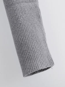 Women's Knitted Long Sleeve <b>Crop</b> <b>Top</b> Asymmetric O-Neck Casual Solid Color - Product Image 5