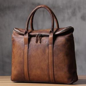 Genuine <b>Leather</b> Laptop <b>Briefcase</b> Large Capacity Korean Style Handmade Waterproof Office Travel Bags High Quality Hot Sell - Product Image 5