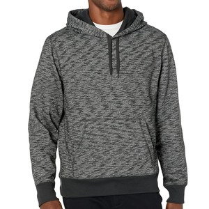 Sweat-shirt à capuche pour homme, coupe classique, en molleton 100% coton, couleur unie, décontracté, pour l'hiver, noir et gris mélangés, écologique, respirant - Product Image 4