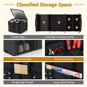 Organizer per Bagagliaio Pieghevole Isolato di Grande Capacità con Borsa Termica Impermeabile e Divisori Regolabili (Design Elegante in Materiale Oxford) - Product Image 4