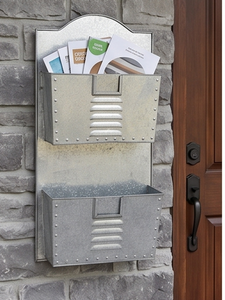 Elegante Buzón de Pared de Acero Galvanizado con Dos Compartimentos para Almacenamiento de Cartas y Documentos, Estilo Rústico - Product Image 4
