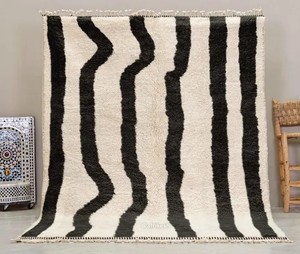 100% Wool Handmade Berber <b>Moroccan</b> Rugs | Hand Knotted Beni Ourain Wool Area Rugs | Boho Shaggy Tribal Carpet - Product Image 2