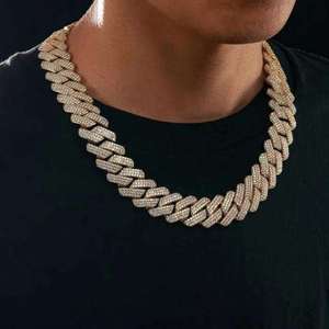 Luxury Rose Gold Cuban Link Moissanite Diamond <b>Chain</b> <b>Iced</b> <b>Out</b> Hip Hop Necklace VVS Statement Jewelry For Men Premium - Product Image 2