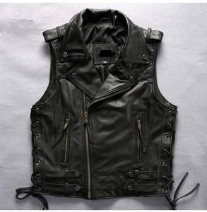 Gilet en cuir antique pour hommes en détresse grande taille en cuir de vachette véritable - Product Image 2