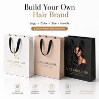 Sac en carton de luxe personnalisé avec logo pour emballage de perruques et extensions capillaires, sac cadeau boutique avec poignées en ruban, impression personnalisée