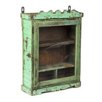 Mini vitrine murale vintage en bois peint avec étagère de rangement pour la décoration de fermes, maisons et hôtels