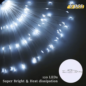 Set di 6 Luci Solari a Fuochi d'Artificio, 120 LED, 8 Modalità, Impermeabili, per Esterni, Giardino, Vialetti Pedonali, Cortile - Product Image 1