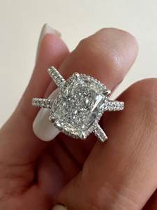 2.5 Carat Elongated Cushion Lab Grown Diamond Criss <b>Cross</b> Engagement <b>Ring</b> , IGI Certified - Product Image 3