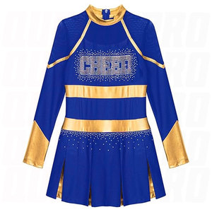 Girls Shiny Rhinestone Cheer Leader Uniform Outfit Sleeveless Zipper Back Cheerleading Dance Dress <b>Sparkly</b> Performance Uniforms - Product Image 6