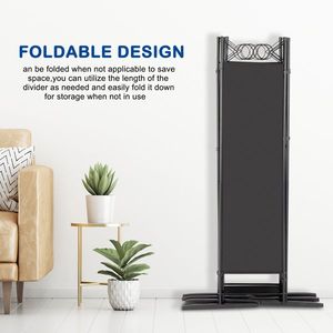 Paravento Pieghevole a 4 Pannelli 6FT in Tessuto Poliestere 160g con Telaio in Acciaio al Carbonio e Piedini in Plastica Nera - Product Image 6