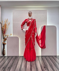 Lehenga Saree en Faux Georgette de Haute Qualité, Travail Lourd, pour les Mariages Indiens et Pakistanais, Saison des Mariages, Tenue de Soirée Fantaisie, Style Bollywood - Product Image 6