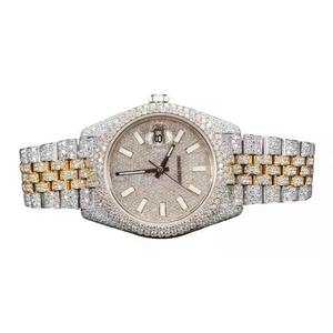 Reloj de Lujo Hip Hop Cuadrado de Aleación de Cuarzo Totalmente Incrustado con Moissanita para Uso Diario, Precio de Fábrica - Product Image 4