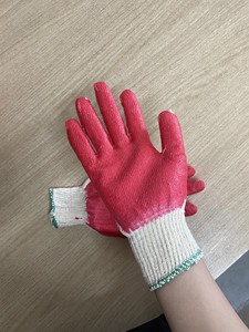 Red Cotton <b>Latex</b> Coated Cut-Resistant Knit <b>Gloves</b> Ambidextrous Pull on Cuff Household Cleaning Protection - Product Image 2