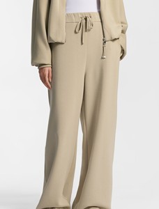 <b>Women</b> <b>Beige</b> Half-Zip <b>Tracksuit</b> Solid Color Loose Fit With Side Pockets Autumn Wear Minimalist Style Full Length Cotton - Product Image 4