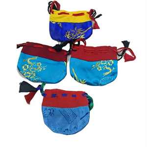 Silk Traditional Jewelry Oval Engraved Florals Packing <b>Pouch</b> - Product Image 4