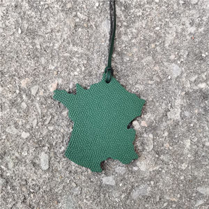 Porte-clé personnalisé en cuir en forme de carte de la <span class=keywords><strong>France</strong></span>, pendentif de voiture, accessoire de cadeau - Product Image 2